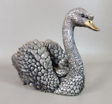Metal Swan Figurine Silver Tone with Gold Tone Beak picture