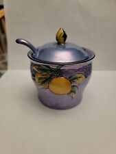Vintage Japanese Noritake Blue Opal Lusterware Sugar Bowl With Spoon picture