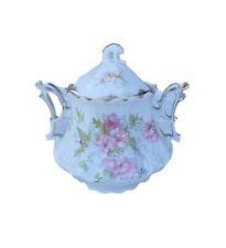 Antique Theo Haviland Limoges France Floral 'Pink Spray' Porcelain Sugar Bowl picture