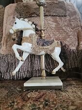 Vintage Carousel Horse Lamp Mattel Barbie 1990 Lighting Marble Base Brass Feet picture