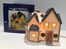 Target Christmas Snowy Night Light House Decorated Porcelain Holiday Decor VTG  picture