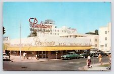 c1950~Neon Sign~Parham's 24hr Restaurant~Street Corner~Miami FL VTG Postcard picture
