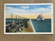 Postcard Miami FL Florida Ocean Liner Steamship Ship Causeway Old Cars picture