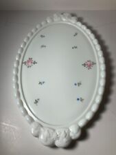 Vintage Westmoreland Hand Painted Milk Glass Oval Vanity Tray 13 in. picture