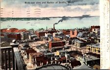 VINTAGE POSTCARD AERIAL VIEW OF THE HARBOR AT SEATTLE WASHINGTON MAILED 1905 UB picture