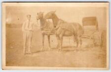 1913 RPPC MAN HORSES BUGGY SENT TO DICKERSON MARYLAND EDNA MATTHEWS POSTCARD picture