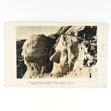 Mount Rushmore Construction RPPC Postcard 1930s Gutzon Borglum Jefferson D1394 picture