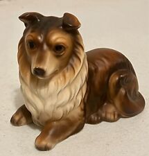 Vintage Collie Lassie Dog Figurine Lying Down Ceramic Figurine Made in Japan picture