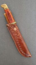 Custom sheath fits Buck 120 Knife. Golden brown  Leather. right hand. picture