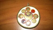 Antique  Brass Pendant- Medallion  With Incrusted Bone picture