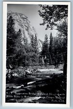 Kings Canyon National Park CA Postcard RPPC Suspension Bridge Zumalt Meadow picture