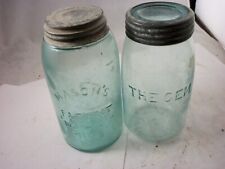 lot of 2 ground lip quart early jars gem and masons patent nov 30th 1858 picture
