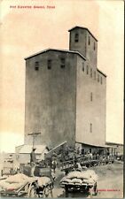Rice Elevator Grain Horse Carts Ganado TX 1908 Postcard Houston & Beeville RPO picture