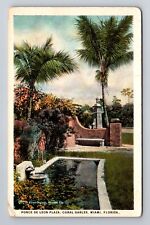 Miami FL-Florida, Coral Gables Ponce De Leon Plaza, Antique Vintage Postcard picture