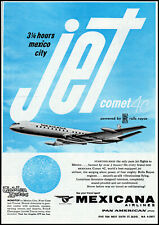 1960 Mexicana Airlines PanAm Comet 4C Jet to Mexico City retro art print ad LA35 picture