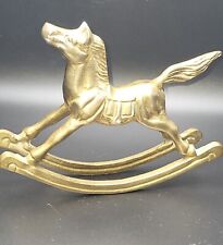 Vintage Solid Brass Rocking Horse Figurine Home Decor 7x5 Inches Taiwan picture