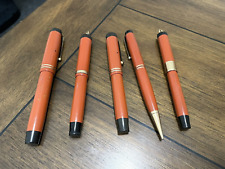 5 VINTAGE PARKER LUCKY CURVE DUOFOLD FOUNTAIN PENS-PENCIL, BIG RED SR+JR+LADY picture