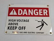 Original Double Sided Porcelain PG&E Danger High Voltage Sign 14