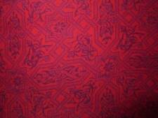 Vintage Fabric 100% Silk Slinky Dark Red Background Dark Navy Print Links 46x241 picture