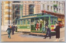 Transportation~Cable Car On Turn Table~Powell St~San Fran CA~Vintage Postcard picture