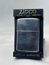 1988 Zippo Lighter Silvertone Pinstripe Blank Initial Plate In Case Bradford USA picture