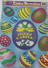 NOS Vintage 1990s Color Clings Easter Window Decor Colored Eggs Ducks Bunnies picture