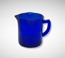 Cobalt Blue Glass Depression Style 3 Spout Measuring Cup, Vintage, Farmhouse Jar picture