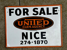 Vintage UNITED FARM AGENCY Real Estate NICE CALIF Lake County TIN SIGN picture