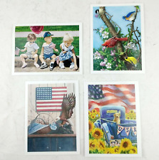 4 VTG Unused Patriotic Americana Assorted Greeting Cards Notes w/Envelopes DAV picture