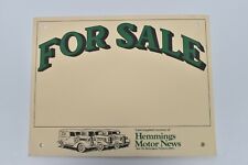 Hemmings Motor News For Sale Sign Green Lettering 11 x 8.5