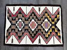Antique Vtg Old Navajo Native American Transitional Rug Blanket Cross Pattern picture