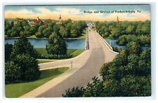 Bridge & Skyline Fredericksburg VA Virginia Early Postcard Linen picture