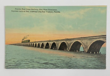 Florida East Coast Railway Express Train Crossing Long Key Viaduct Postcard picture