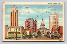 Lansing MI-Michigan, Skyline, Advertisement, Antique, Vintage c1937 Postcard picture