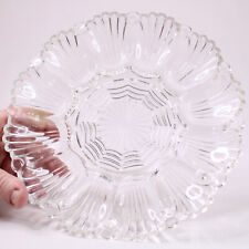 Vintage Anchor Hocking Devilled Egg Plate Clear Glass Oyster Serving Plate VG picture