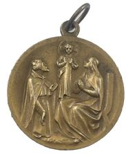 Vintage Catholic Holy Family Gold  Tone  Religious Medal picture