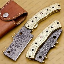 Custom Hand Made Damascus Steel Folding Pocket Karambit Knife Beautiful Handle picture