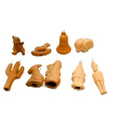 9 PCS Christmas Ornament Collection Mexican Handmade Natural Terracotta Clay picture