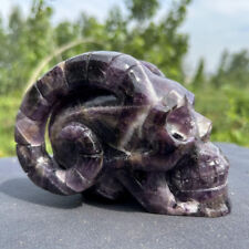 2.92LB Natural Dreamy Amethyst Carved Quartz Crystal Skull Reiki Sculpture Gift picture