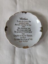 Vintage Mother Poem Miniature Decorative Plate Gold Rimmed picture