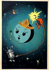 1964 Space Moon Soviet Propaganda Soviet Sputnik Patriotic Vintage Postcard picture