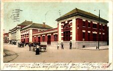 Postcard 1906 UDB Union Station Horse Carriages Troy New York A103 picture