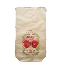Vintage 25 Lb Empty Just Right Paper Flour Bag J.W. Weller East Fultonham Ohio  picture