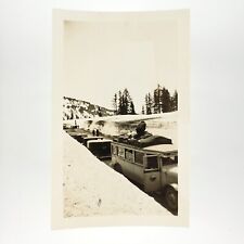 Crater Lake Tour Bus Photo 1930s Oregon Parking Lot Winter Snow Snapshot A4347 picture