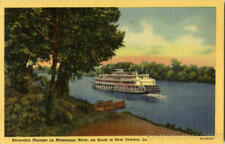 Excursion Steamer On Mississippi River A. Hirschwitz Linen Postcard Vintage picture
