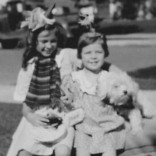 4N Photograph Portrait Girls Kids Friend Sisters Family Dog 1930's picture
