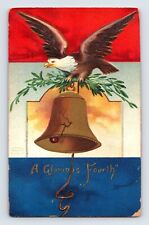 Postcard July Fourth Eagle Liberty Bell red White Blue 1908 Posted Divided Back picture