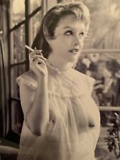 1960S PIN UP PHOTOGRAPH PHOTO BUSTY WOMAN GIRL SMOKING CIGARETTE IMAGE NEGLIGEE picture