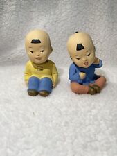 2 Vintage CDGC Japan Children Hand Decorated Chalkware Figurines Quality Imports picture