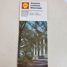Vintage 1971 Shell Arkansas Louisiana US City Street Gas Station Travel Road Map picture